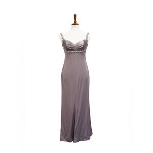 niteline 100% silk grey maxi slip dress gown